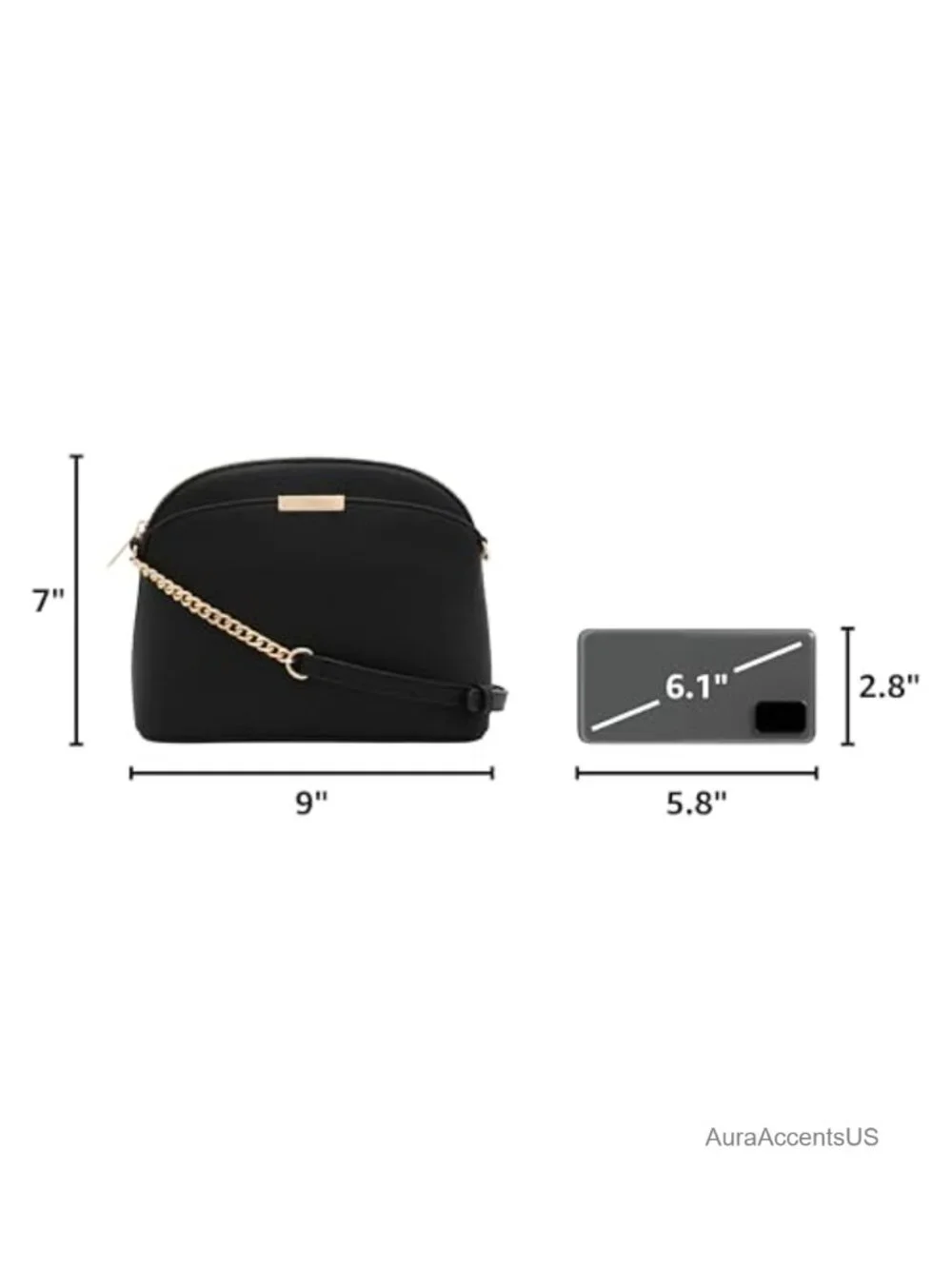 Faux Leather Saffiano Dome Crossbody with Chain Strap